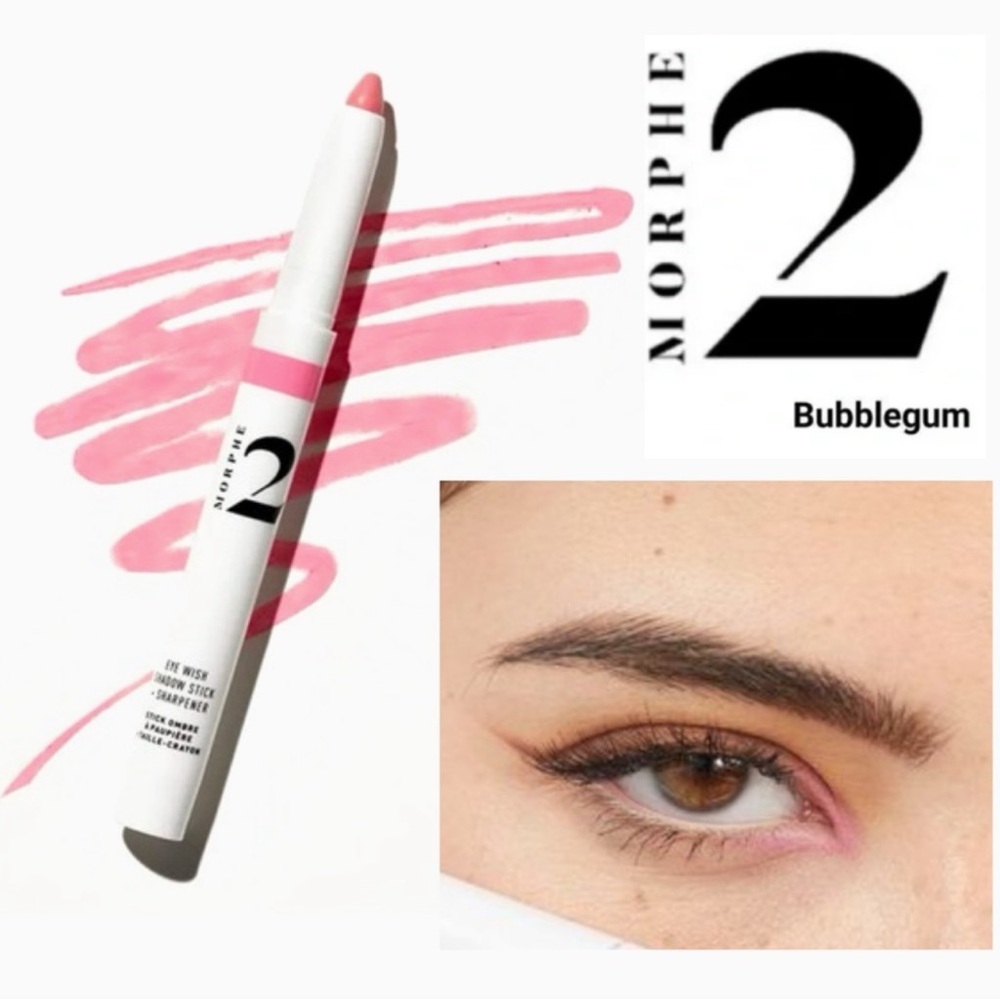Morphe Eye Wish Shadow Liner Duo Stick & Sharpener Bubblegum Pink NWOB Retail$19